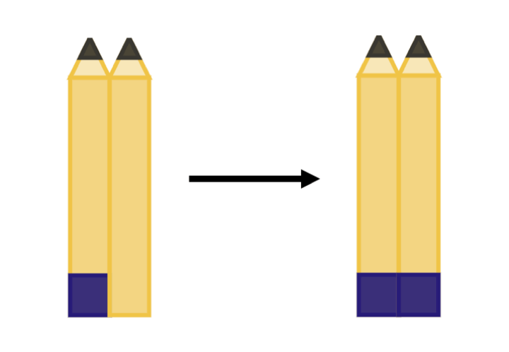 Paint is spread to both pencils immediately
